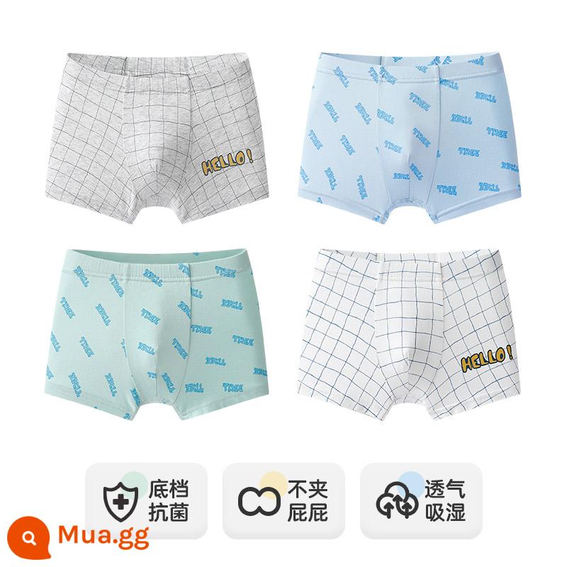 Inblen Quần Lót Trẻ Em Bé Trai Modal Cotton Boxer Thiếu Niên Sinh Viên Quần Lót Boxer Bé Trai Lớn - 15243 bốn gói