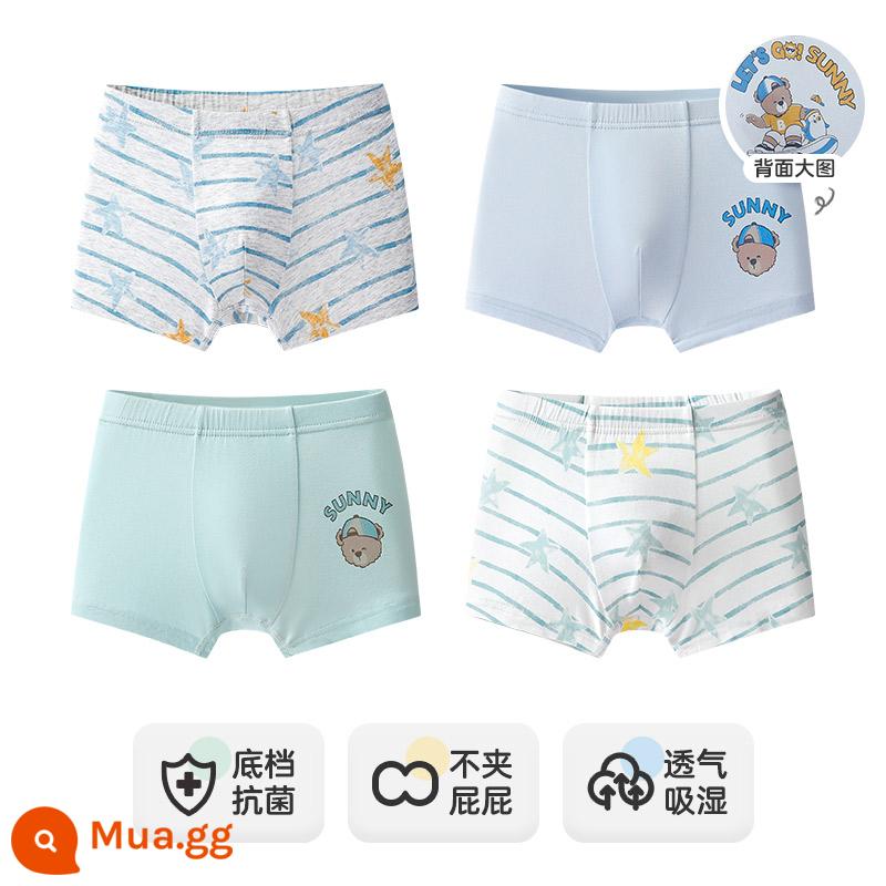 Inblen Quần Lót Trẻ Em Bé Trai Modal Cotton Boxer Thiếu Niên Sinh Viên Quần Lót Boxer Bé Trai Lớn - 15247 bốn gói