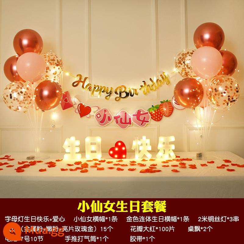 Đèn led chữ happy birthday con gái tròn một tuổi thân cây lãng mạn bố trí khung cảnh vật dụng trang trí bất ngờ - sinh nhật cổ tích