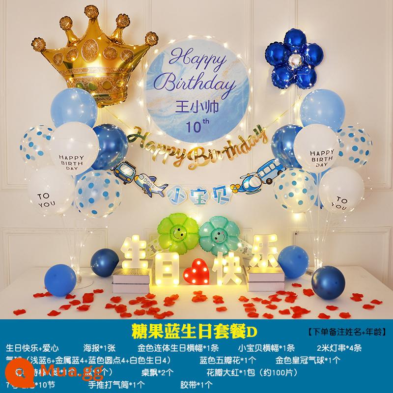 Đèn led chữ happy birthday con gái tròn một tuổi thân cây lãng mạn bố trí khung cảnh vật dụng trang trí bất ngờ - Sinh nhật Candy Blue D [tên nhận xét + tuổi]