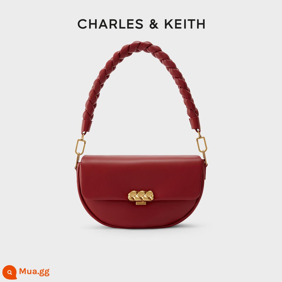 Túi đeo sát nách CHARLES&KEITH CK2-21220005 Túi tote mềm xách tay có dây đeo vai bằng vải dệt - Đỏ đỏ