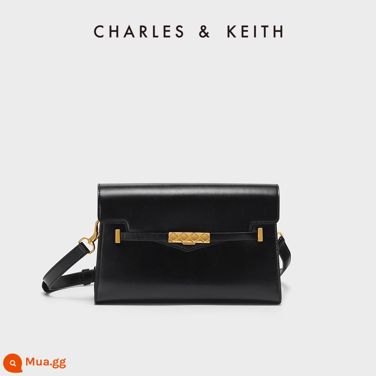 Túi phong bì đơn giản CHARLES&KEITH CK2-20270897 Thắt lưng khóa kim loại cho nữ Túi đeo vai trang trí - đen đen