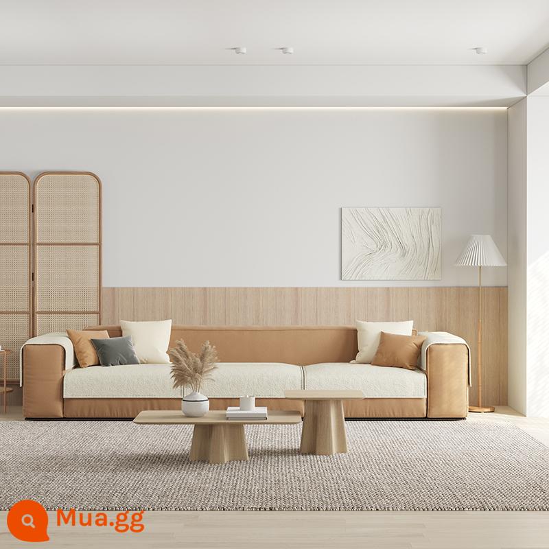 [Princess Produced] Đệm sofa chống trượt hiện đại màu trắng kem Đệm sofa khăn bọc đệm sofa tất cả các mùa - kem trắng