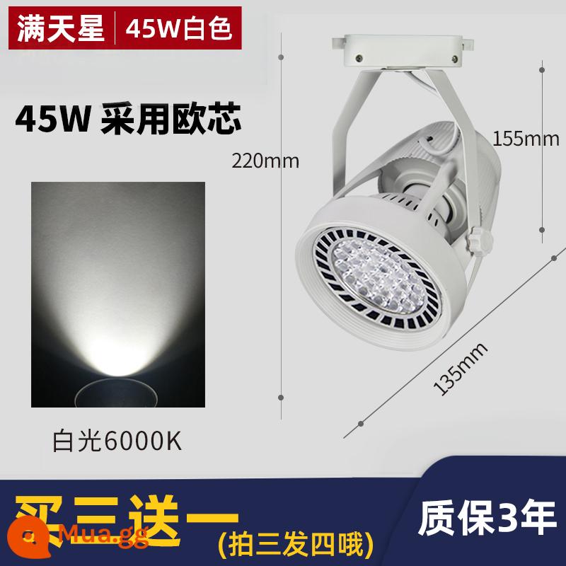 Đèn LED trợ sáng par30 theo dõi ánh sáng cửa hàng quần áo hội trường triển lãm theo dõi ánh sáng siêu sáng thương mại theo dõi đèn led shop - Ouxin-45W Ánh sáng trắng vỏ trắng Mua 3 tặng 1 [Yêu cầu đủ 3 chiếc để gửi 4 chiếc]