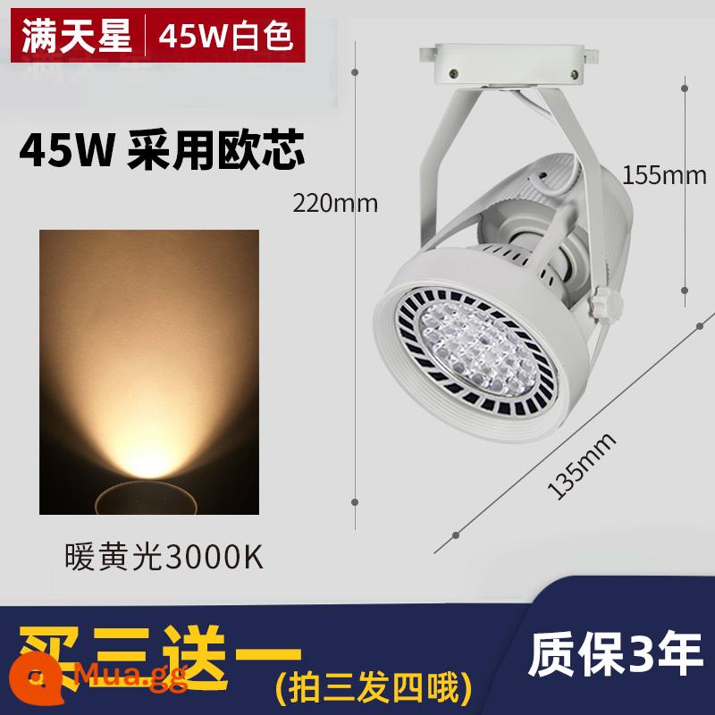 Đèn LED trợ sáng par30 theo dõi ánh sáng cửa hàng quần áo hội trường triển lãm theo dõi ánh sáng siêu sáng thương mại theo dõi đèn led shop - Đèn ấm vỏ trắng Ouxin-45W Mua 3 tặng 1 [Yêu cầu đủ 3 chiếc thì gửi 4 chiếc]