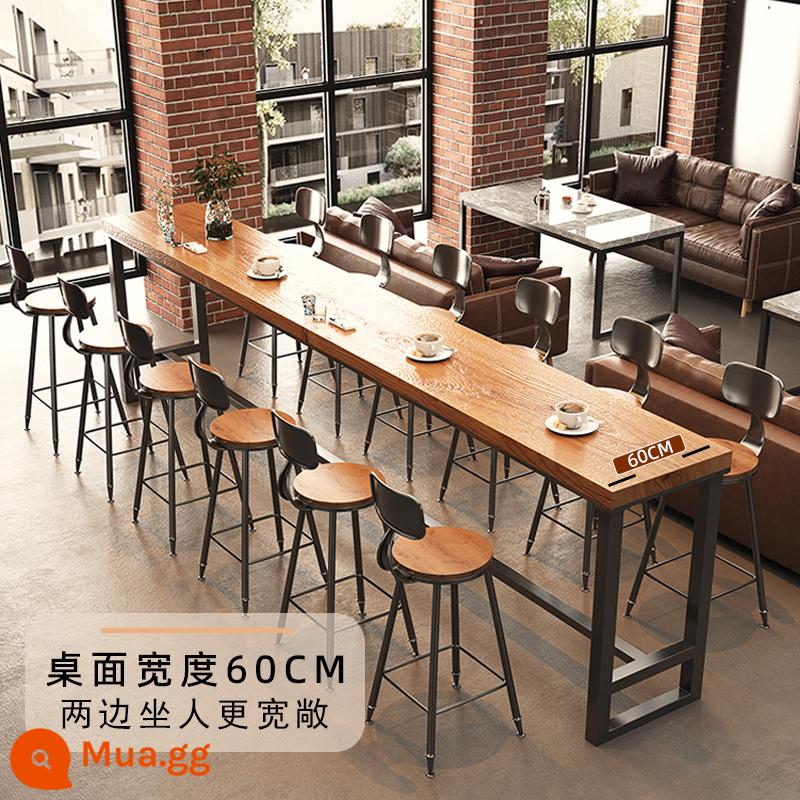 Bàn quầy bar gỗ nguyên khối ban công nhà tường nhà hàng bàn hẹp bàn dải dài bàn quán trà sữa quầy bar bàn ghế cao kết hợp - Chiều dài 140 × chiều rộng 60 × chiều cao 105 (độ dày bảng 5CM)