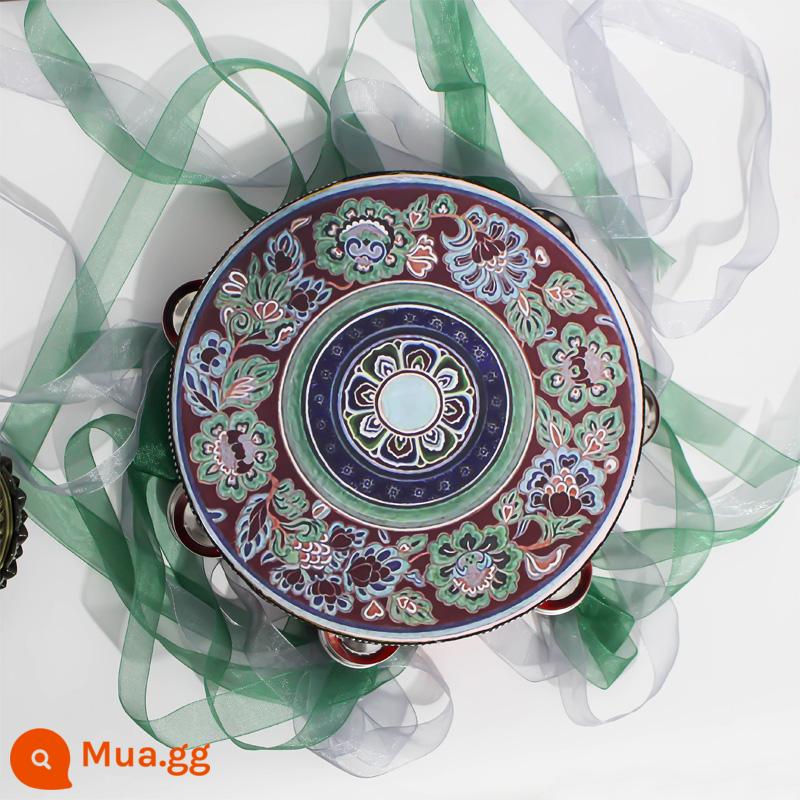 Múa tambourine của người Duy Ngô Nhĩ múa tambourine Đôn Hoàng tambourine trên 7 inch phong cách dân tộc tambourine cổ áo Tan 17,5CM Trống tang - Màu xanh và màu xanh cổ điển tranh truyền thống Trung Quốc