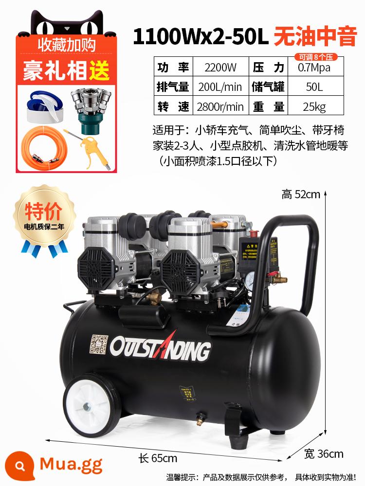 Otus Không Dầu Im Lặng Không Khí 220V Máy Bơm Không Khí Xịt Nhỏ Không Khí Nghề Mộc Trang Trí Máy Bơm Không Khí - Van điện từ 1100Wx2-50L 2.2KW+