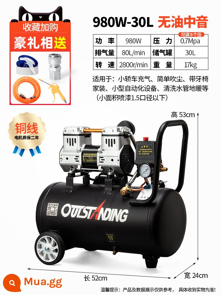 Otus Không Dầu Im Lặng Không Khí 220V Máy Bơm Không Khí Xịt Nhỏ Không Khí Nghề Mộc Trang Trí Máy Bơm Không Khí - Dây đồng 980-30L