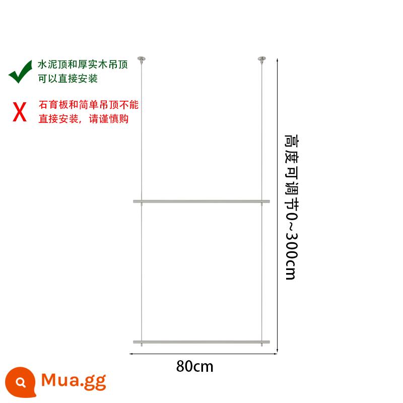 Cửa Hàng Quần Áo Đỡ Móc Treo Bằng Thép Không Gỉ Nâng Quần Áo Đường Sắt Nữ Cửa Hàng Quần Áo Cửa Sổ Bạc Dây Thép Điều Chỉnh Giá Đỡ - Chiều dài hai lớp 80cm (ba mét dây)