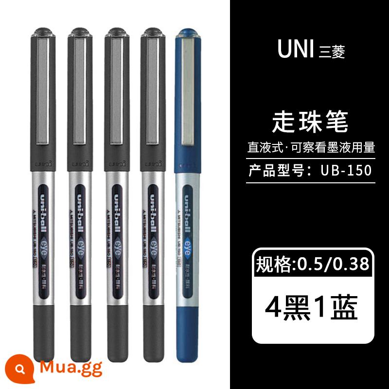 Nhật Bản uniball Mitsubishi UB-150 bút bi nước dạng lỏng thẳng trung tính Bút ký tên gốc nước 0,5mm 0,38 bút mực nước màu đen học sinh ub150 có bút lông màu đen văn phòng phẩm Nhật Bản đồ dùng văn phòng - 4 bút đen 1 xanh