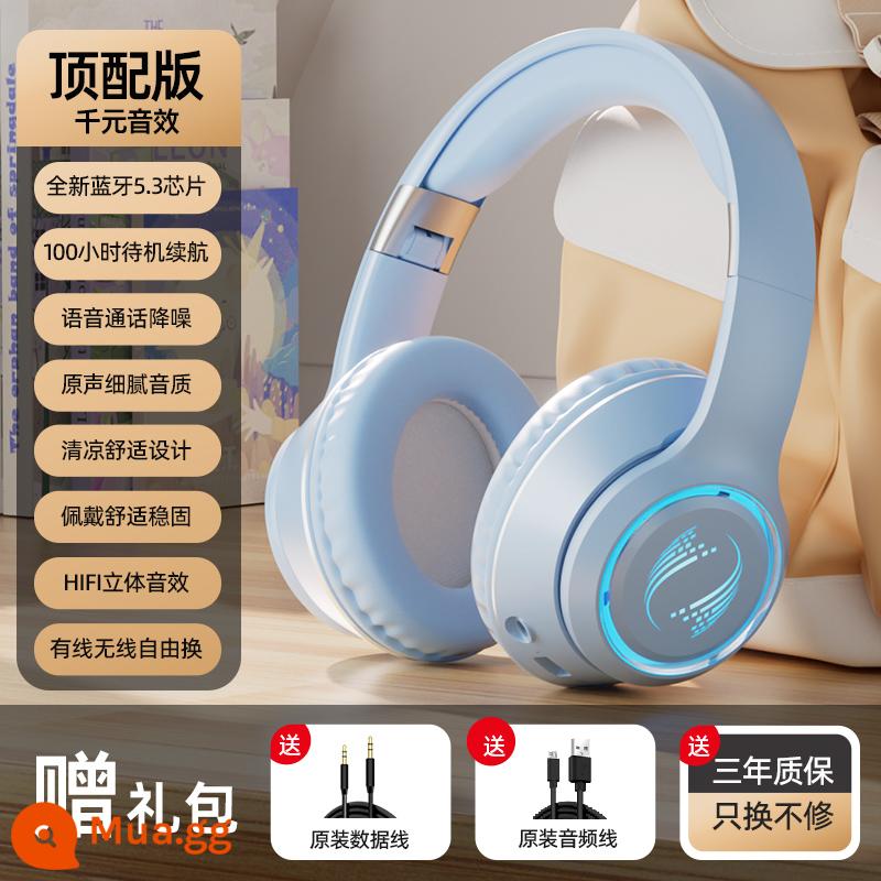 Tai nghe không dây Bluetooth E-Sport Tai nghe không dây Giảm tiếng ồn và cách âm để chơi game và chạy Tuổi thọ pin siêu dài Thích hợp cho Apple và Sony - Fengyun Edition Sky Blue [Mũ tai nhỏ phù hợp với tai nhỏ] (chip Bluetooth 5.2 ☆ pin 400 mAh ☆ Hiệu ứng ánh sáng mát mẻ đầy màu sắc - có thể chuyển đổi)