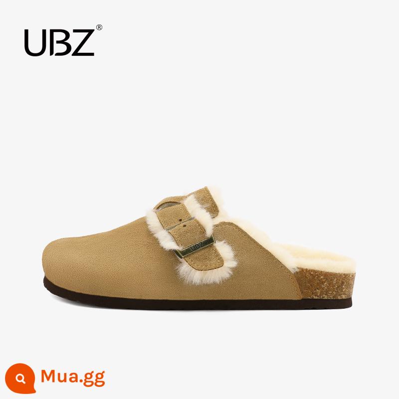 Giày đơn Birkenstock chống thấm nước UBZ dành cho cặp đôi nam nữ mùa xuân hè 2023 nút chai mới áo khoác ngoài đáy dày Bao Đầu Birkenstock nửa kéo - Trà sữa - plus nhung (bán trước 10 ngày)