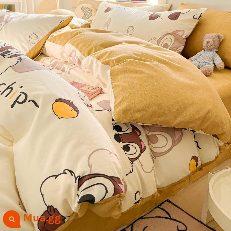 Disney Cotton Vỏ Chăn Đơn 100 Bông Nguyên Chất Chăn Ga 150X200X230 Ký Túc Xá Đơn Vỏ Chăn 3 Bộ - Bông-Chichititi