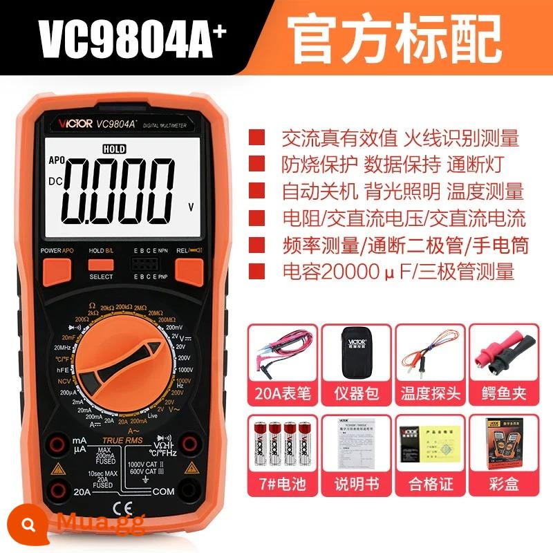 Đồng hồ vạn năng kỹ thuật số Victory VC890C + Điện áp AC và DC Dòng điện trở Bút đo vạn năng Bộ tiêu chuẩn - [Đồng hồ vạn năng Shengli] vc9804A+ đạt tiêu chuẩn