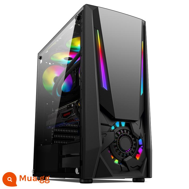 Tế Chi EVESKY Sáng Đèn Máy Tính RGB Thanh Ánh Sáng Full Bên Trong Suốt Làm Mát Bằng Nước ATX Bảng Lớn Chính - Kẻ hủy diệt-Đen