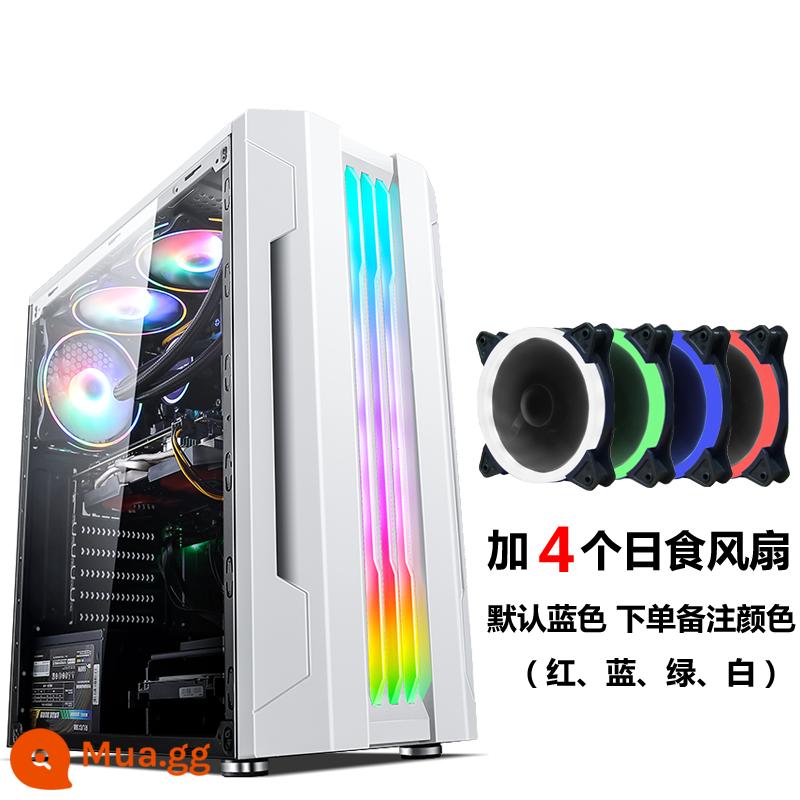 Tế Chi EVESKY Sáng Đèn Máy Tính RGB Thanh Ánh Sáng Full Bên Trong Suốt Làm Mát Bằng Nước ATX Bảng Lớn Chính - Morning White + 4 Quạt Đèn Eclipse