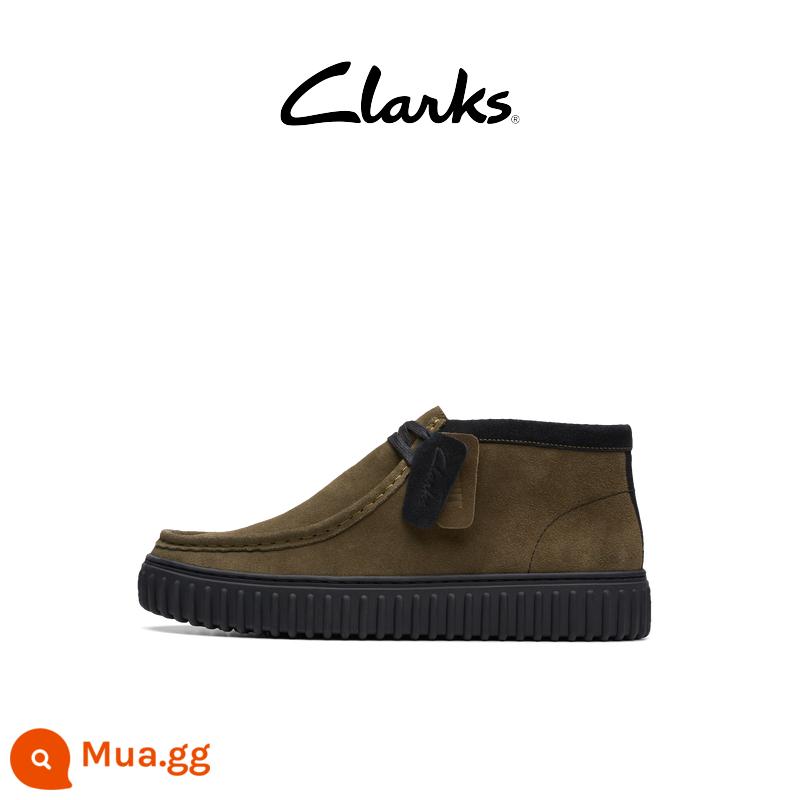 Giày bốt nam Clarks Qile Street Series thời trang phong cách retro hợp thời trang giày cao cổ thoải mái - Màu xanh ô liu đậm 261735957