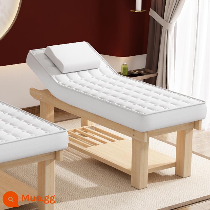 Gỗ Cao Su Giường Làm Đẹp Thẩm Đặc Biệt Giường Massage Massage Vật Lý Trị Liệu Giường Hình Xăm Thêu Cơ Thể Giường Tai Chọn Giường Spa - Giường cao su 4 chân màu trắng gỗ 185*70 nệm cao su khung gỗ nguyên khối