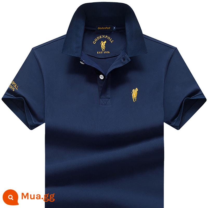 Tên tuổi lớn quốc tế chính hãng Ralph Lauren Polo Polo Áo sơ mi nam ngắn tay cotton dáng rộng ve áo công sở mùa hè cao cấp nửa tay - 22007 màu xanh