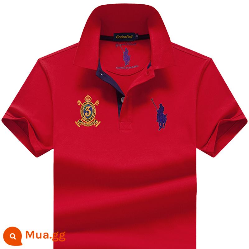 Tên tuổi lớn quốc tế chính hãng Ralph Lauren Polo Polo Áo sơ mi nam ngắn tay cotton dáng rộng ve áo công sở mùa hè cao cấp nửa tay - 215 màu đỏ