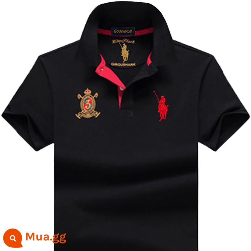 Tên tuổi lớn quốc tế chính hãng Ralph Lauren Polo Polo Áo sơ mi nam ngắn tay cotton dáng rộng ve áo công sở mùa hè cao cấp nửa tay - 215 màu đen