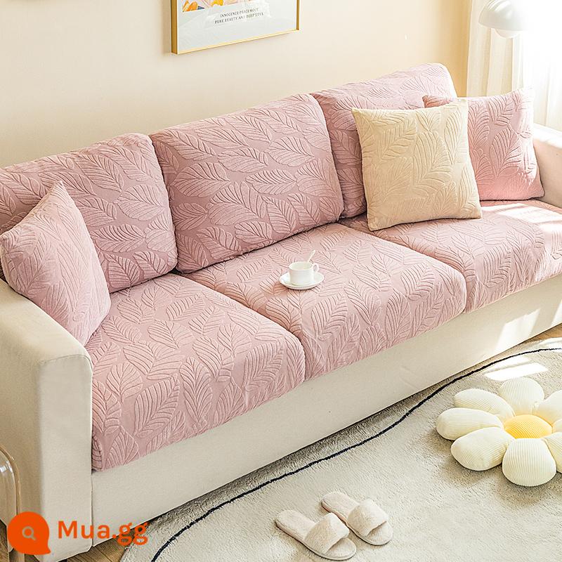 Bắc Âu Ghế Sofa Chống Trơn Trượt Thoáng Khí Ins Ghế Sofa Màu Bốn Mùa Đa Năng Tất Cả Bao Gồm Đa Năng Co Giãn Ghế Sofa - Lá cây bách màu hồng