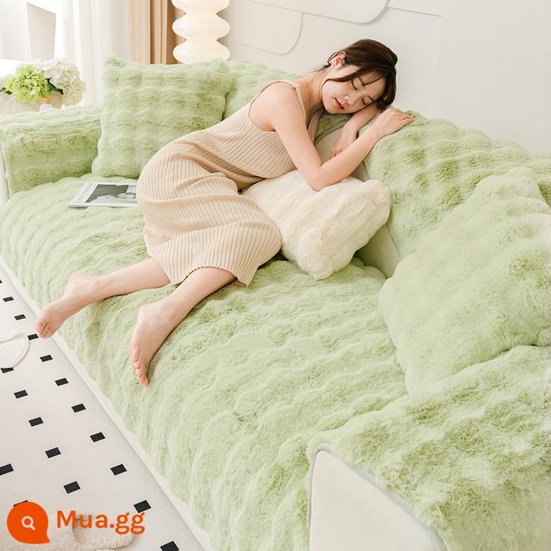 Ánh sáng sang trọng của thỏ sofa sang trọng pad mùa đông dày không -slip ins -slip in 2022 nắp sofa bằng da đệm mới - Tosca-Matcha