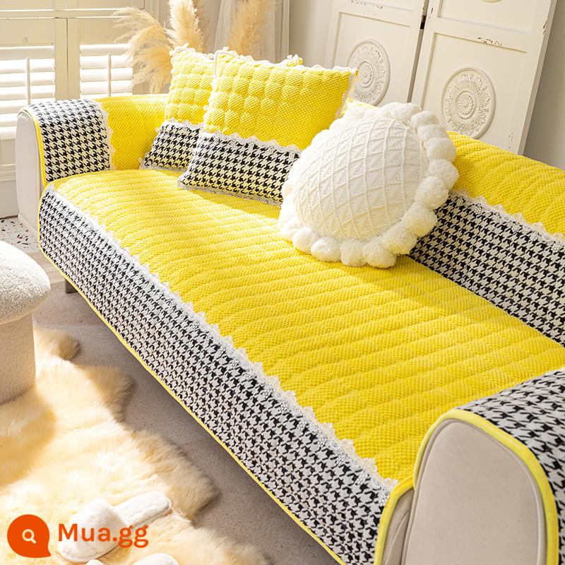 Sofa Vải Đệm Bốn Mùa Đa Năng Chống Trơn Trượt Bắc Âu Đơn Giản Dày Đệm Mùa Đông Sang Trọng Vỏ Bảo Vệ Khăn - Xinge-Vàng