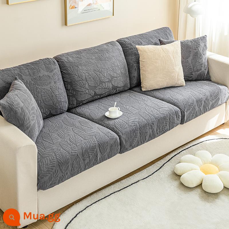 Bắc Âu Ghế Sofa Chống Trơn Trượt Thoáng Khí Ins Ghế Sofa Màu Bốn Mùa Đa Năng Tất Cả Bao Gồm Đa Năng Co Giãn Ghế Sofa - Lá cây bách - màu xám đen