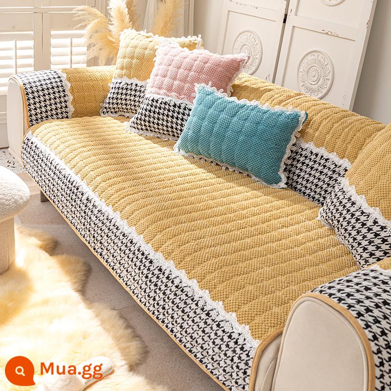 Sofa Vải Đệm Bốn Mùa Đa Năng Chống Trơn Trượt Bắc Âu Đơn Giản Dày Đệm Mùa Đông Sang Trọng Vỏ Bảo Vệ Khăn - Xinge-kaki