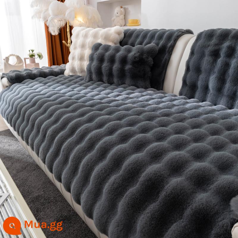 Ánh sáng sang trọng của thỏ sofa sang trọng pad mùa đông dày không -slip ins -slip in 2022 nắp sofa bằng da đệm mới - Tosca-Mực Xám