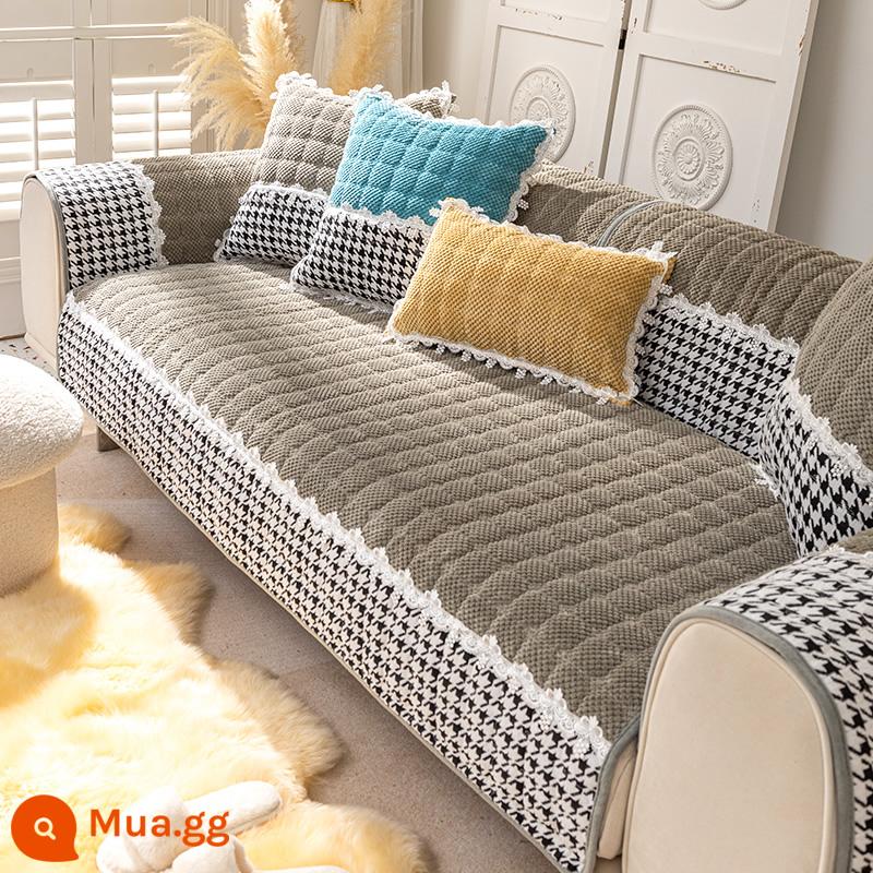 Sofa Vải Đệm Bốn Mùa Đa Năng Chống Trơn Trượt Bắc Âu Đơn Giản Dày Đệm Mùa Đông Sang Trọng Vỏ Bảo Vệ Khăn - Xinge-xám