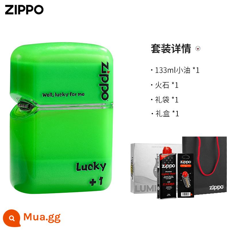 Bật lửa ZIPPO dầu hỏa rung cùng lớp vỏ acrylic trong suốt cát lún dạ quang cho bạn trai quà tặng năm mới - Xanh [Bộ Hộp Quà Tặng]