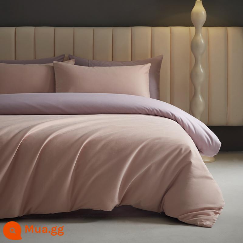 100 chiếc Tân Cương dài chủ lực cotton cao cấp Bộ 4 món ga trải giường cotton nguyên chất vỏ chăn mùa xuân và mùa thu chải 4 món - Hồng sakura tím khoai môn (hồng sakura tím khoai môn)