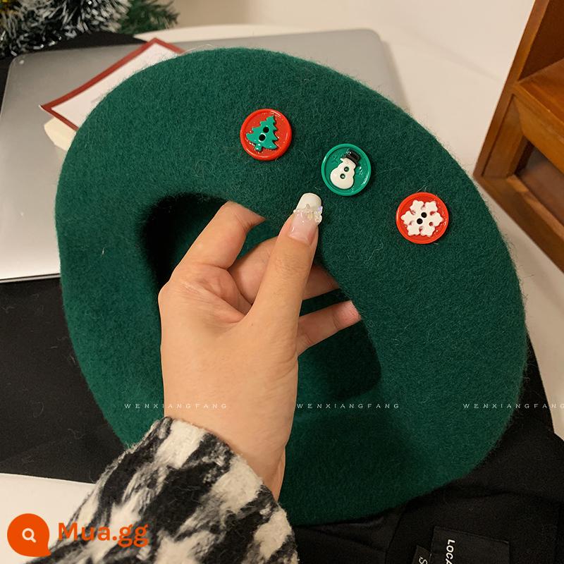 Red Christmas Beret. Cô gái nữ mùa thu và mùa đông phiên bản Hàn Quốc khuôn mặt nhỏ vẽ họa sĩ đẹp retro bản đồ retro - Giáng sinh xanh