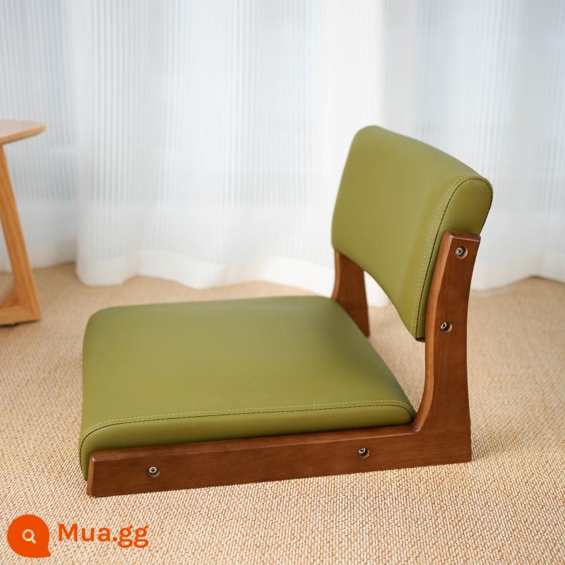 Ghế giường, ghế trải chiếu tatami, ghế tựa kiểu Nhật, cửa sổ lồi bằng gỗ nguyên khối, ghế sàn và ghế phòng, ghế không chân và không chân - Ghế gỗ óc chó [da xanh bơ]