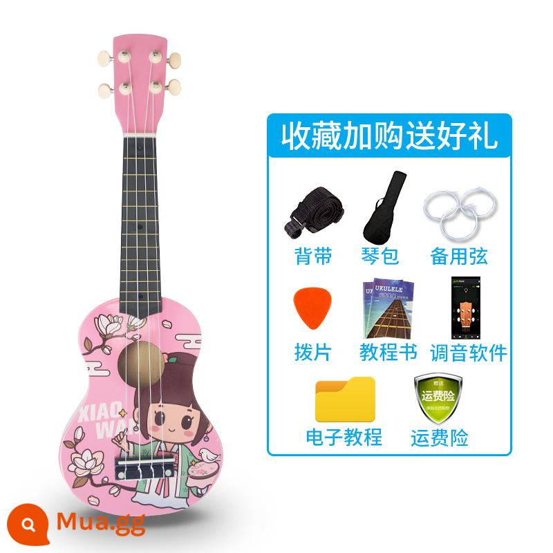 Đàn Ukulele cho trẻ em 21 inch hoạt hình nhỏ dễ thương Đàn Ukulele bé trai và bé gái người mới bắt đầu chơi đàn Ukulele - [Phong Cách Mới] Thêu Nữ [21 Inch]