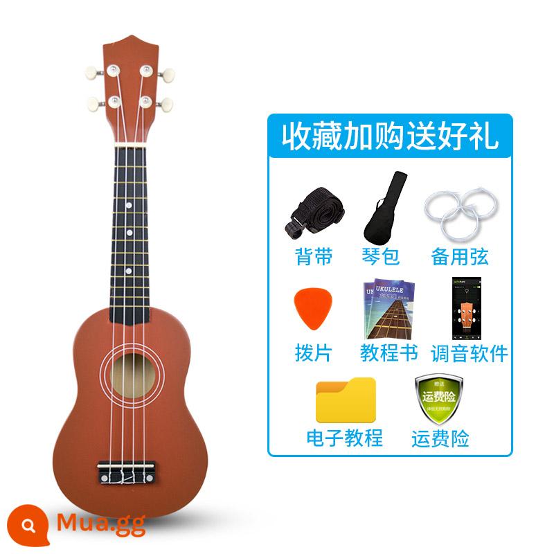 Đàn Ukulele cho trẻ em 21 inch hoạt hình nhỏ dễ thương Đàn Ukulele bé trai và bé gái người mới bắt đầu chơi đàn Ukulele - Màu mocha 21 inch [bàn phím gỗ nâng cấp]