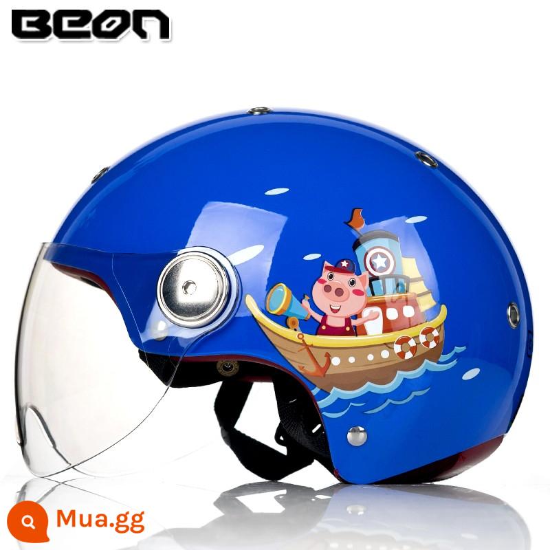 Beon Xe Máy Nam Nữ Bốn Mùa Đa Năng Nửa Mũ Bảo Hiểm Điện Xe Máy Mũ Bảo Hiểm 3C Chứng Nhận Chống Nắng Mùa Hè - Heo con xanh sáng vàng B103