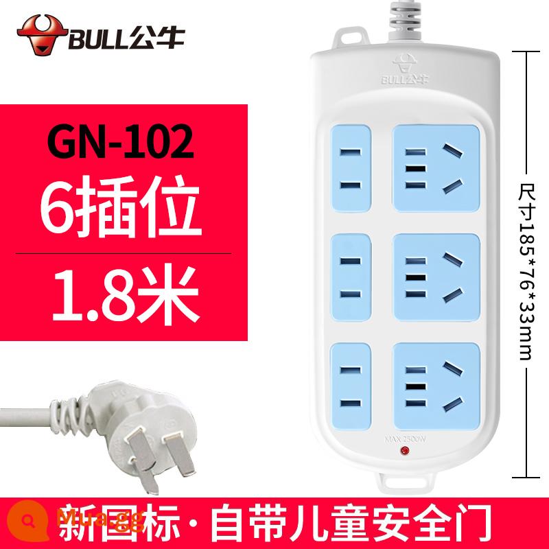 Bull bảng điều khiển ổ cắm hàng plug-in xốp hộ gia đình chính hãng đa chức năng kéo dài bảng dây kéo dài dòng điện với plug-in dòng - 6 phích cắm 1,8 mét 102