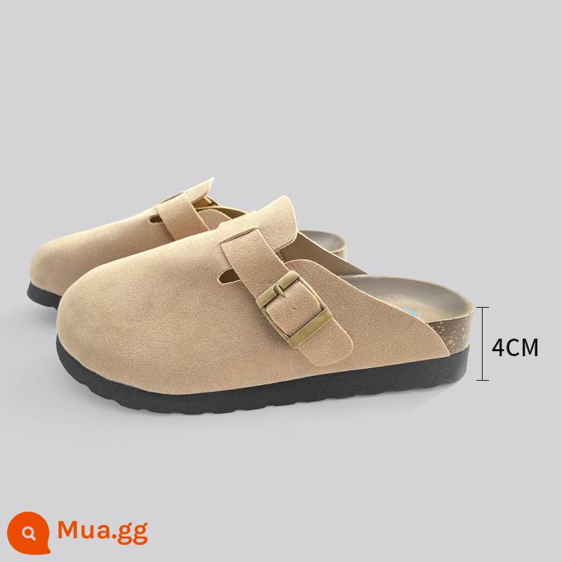 Sanxi Cùng Phong Cách Giày Birkenstock Nữ Bao Đầu Nửa Kéo Cho Áo Khoác Ngoài 2023 Mới Birkenstock Giày Câu Cá Đế Dày Tăng Chiều Cao Xăng Đan Và Dép - Màu hạt dẻ bóng [Nên lấy kích thước đầy đủ]