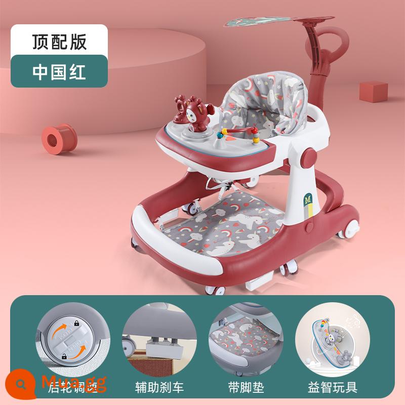 Xe tập đi chống o-leg xe đẩy ba trong một baby 2022 trẻ em tập đi đa năng 8 tháng - [Túi ghế ngồi nâng cấp có thể điều chỉnh 7 tốc độ] Đỏ Trung Quốc - Phiên bản hàng đầu - [Đĩa ăn tối + Đồ chơi âm nhạc + Thảm để chân + Tấm che nắng] + Tay đẩy có thời gian giới hạn