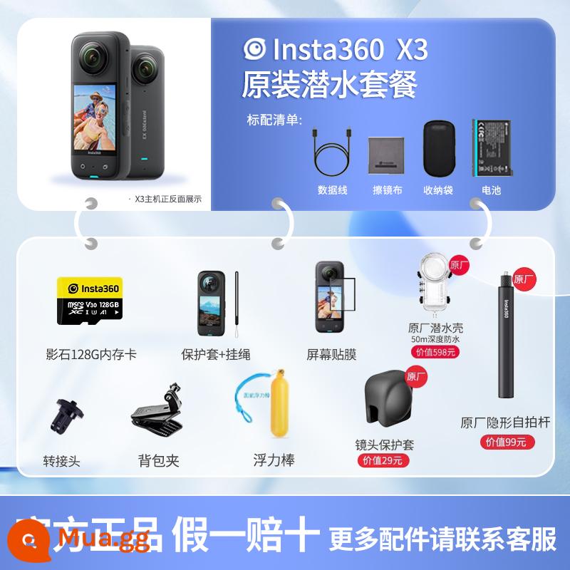 Shadowstone Insta360 X3 Camera Toàn Cảnh Chuyển Động 360 HD Chống Rung Đi Xe Máy - Bộ đồ lặn nguyên bản ★Giảm giá khi được tư vấn