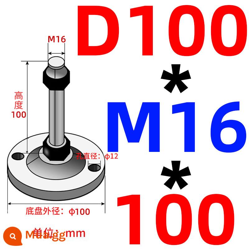 Nặng chân cốc thép carbon m16/m12/m20 máy đệm chân máy vít chân hỗ trợ điều chỉnh chân cố định chân - Khung xe màu xanh dương đôi lỗ 100 ốc vít 16 * 100