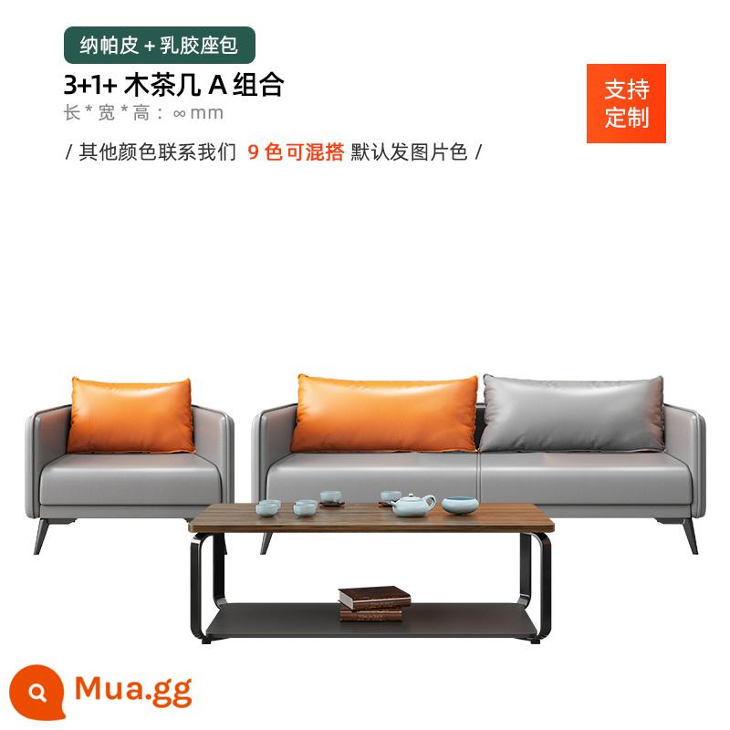 Sofa văn phòng bàn cà phê kết hợp bộ đơn giản hiện đại kinh doanh tiếp tân phòng nghỉ ngơi căn hộ nhỏ ba người - (Mẫu latex) Bàn cà phê bằng gỗ 3+1+ rẻ hơn so với các loại cùng loại!