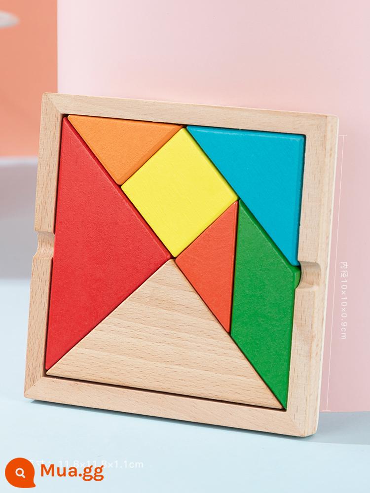 Trẻ Em Tangram Xếp Hình Đồ Chơi Xếp Hình Ba Chiều Khối Xây Dựng Xếp Hình Lắp Ráp Học Sinh Tiểu Học Bằng Gỗ - Tangram 12x12CM (baby/tất cả bằng gỗ sồi) kèm hình vẽ