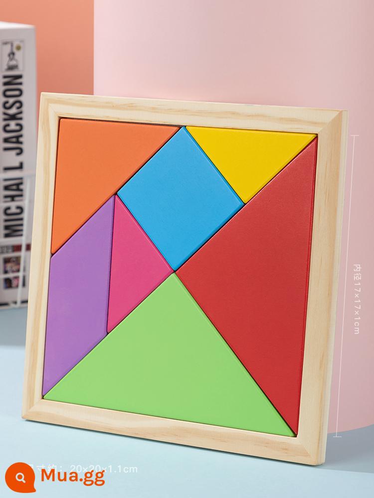 Trẻ Em Tangram Xếp Hình Đồ Chơi Xếp Hình Ba Chiều Khối Xây Dựng Xếp Hình Lắp Ráp Học Sinh Tiểu Học Bằng Gỗ - Tangram 20x20CM (gỗ thông) có hình vẽ