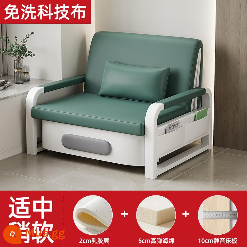 Sofa giường gấp đơn văn phòng giường gấp cho thuê phòng chung cư nhỏ sofa phòng khách đơn giản đa năng - [Phiên bản latex] Vải kỹ thuật không giặt màu xanh lá cây [có thể cất giữ]