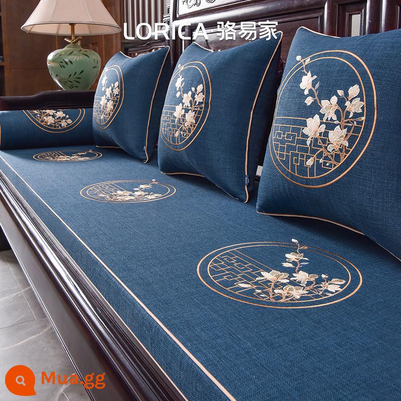 Trung Quốc Ghế Sofa Gỗ Gụ Đệm Nội Thất Gỗ Đệm Trung Quốc Mới Sofa Đệm Bọt Biển Bao La Hán Nệm Tùy Chỉnh - Màu xanh mộc lan